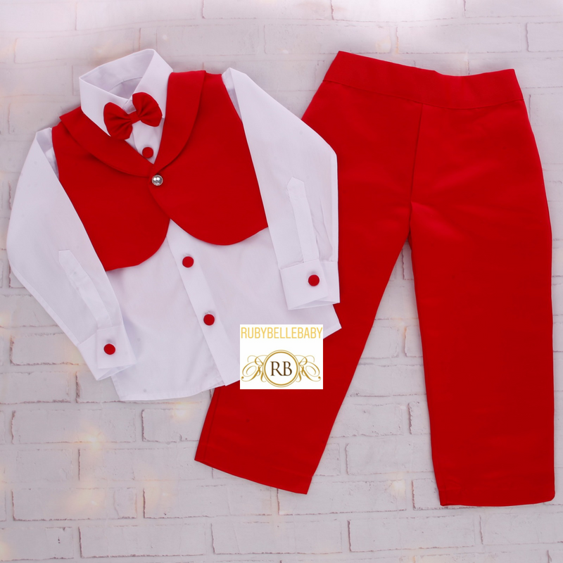 Dapper Boy Party Tux Set - Red