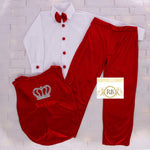 Dapper Boy Velvet Tux Set - Red