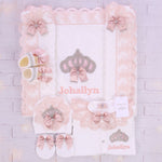 5pcs Princess Crown Blanket Set - Blush/Silver