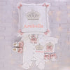 5pcs Jeweled Crown Pillow Set - White/Blush