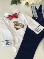 The bear and the book boys suspender set
