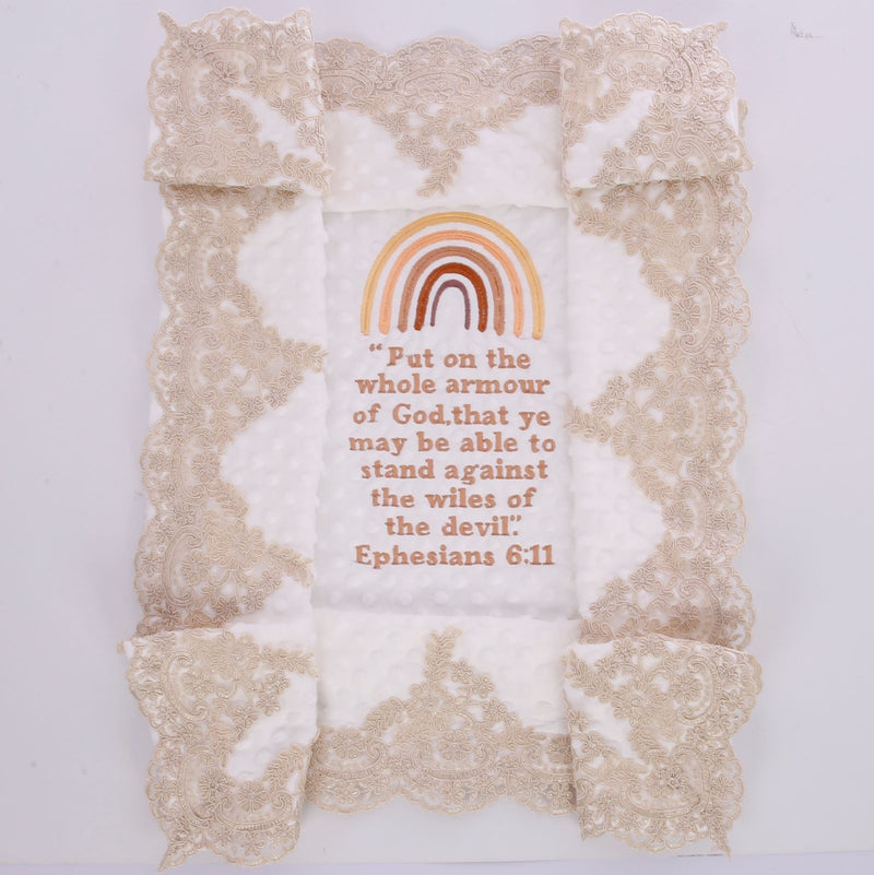 Personalized Inscription Prayer Word Poetry Mink Rainbow Baby Blanket - Gold