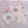 6pcs Princess Crown Velvet Blanket Set - Blush Pink