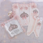 6pcs Princess Crown Velvet Blanket Set - Blush Pink