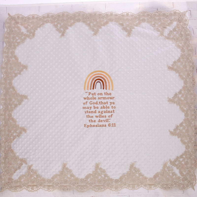 Personalized Inscription Prayer Word Poetry Mink Rainbow Baby Blanket - Gold