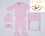 7pcs Organic Newborn Baby Girl Knitwear Set