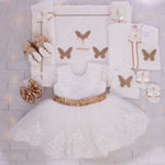 7pcs Zillow Butterfly Dress and Shoe Set - Gold