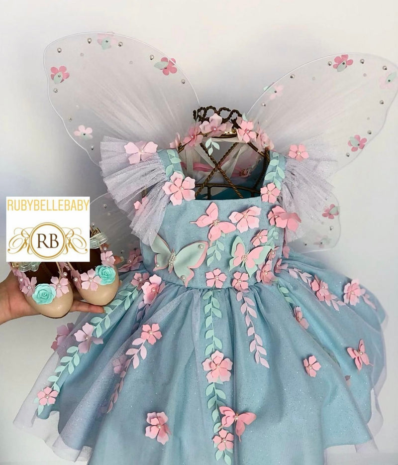 Fairy Butterfly Wings Dress Set - Mint