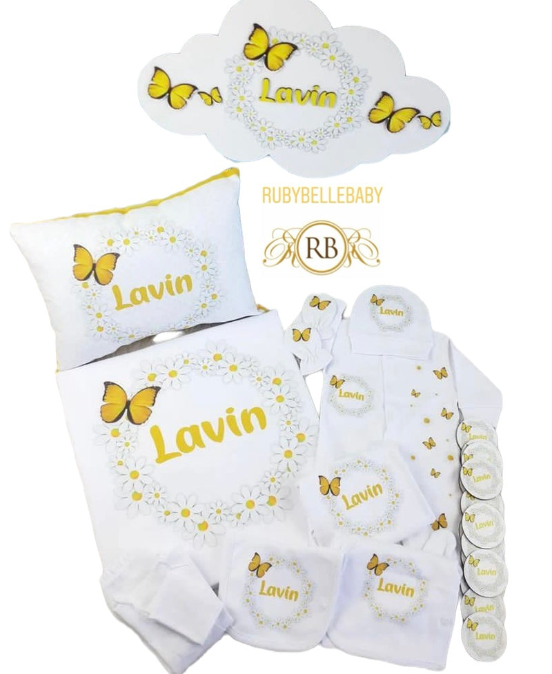 11pcs Hospital Exit Personalized Set - Yellow Butterfly
