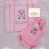 3pcs Ava Romper Teddy Bear Blanket Set - Pink