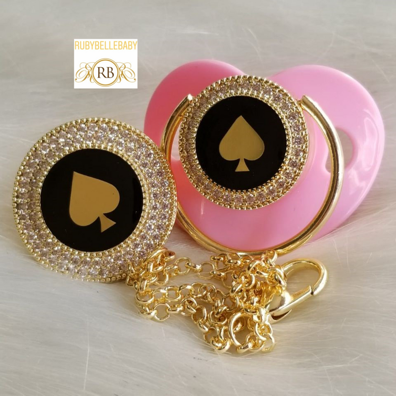 Spades Bling Baby Pacifier - Pink