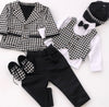 7pcs Gingham Boys Suit Set - Black/White