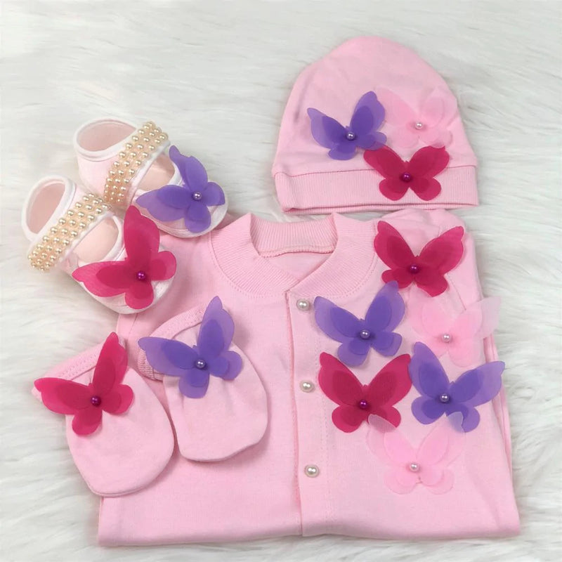 4pcs Newborn Baby Girl 3D Butterfly Set