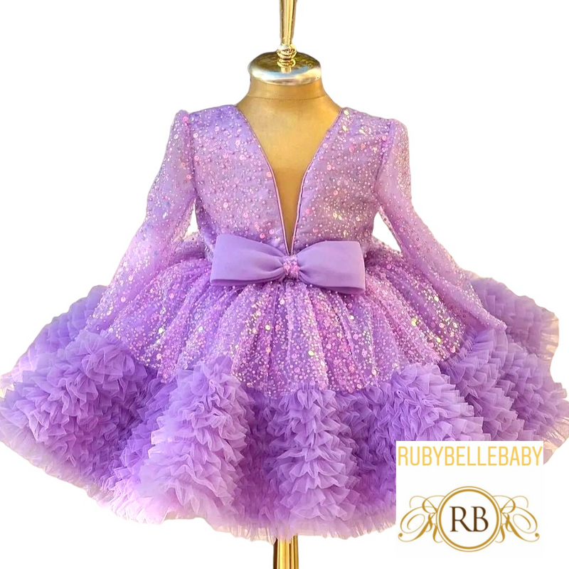 Gauzelle Girls Party Dress Set - Lilac
