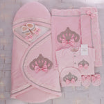 6pcs Princess Crown Velvet Swaddle Set - Pink