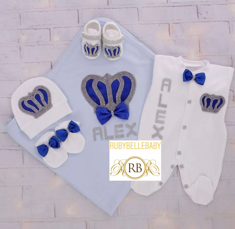 5pcs Royal Crown Set - White/Blue