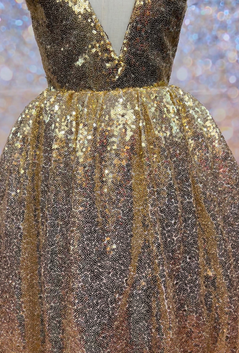 Channel Gold Girls Party Gown Dress - Gold/Blush 7yrs Channel Gold Girls Party Gown Dress - Gold/Blush 7yrs