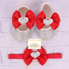 Baby Girl Heart Shoe Set - Red/Silver