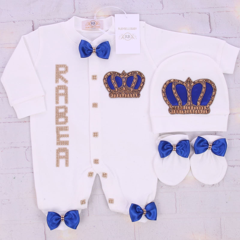 3pcs HRH Crown Set - Royal Blue/Gold