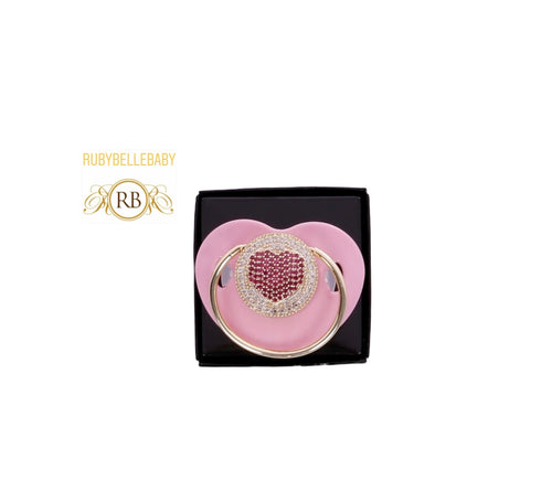 Bling Baby Heart Love Pacifier only - Pink