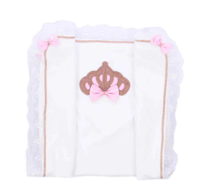 Bling Baby Girl Princess Crown Receiving Blanket - White/Pink