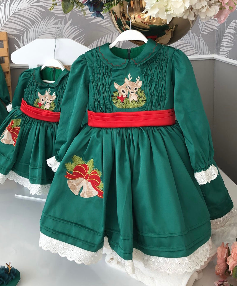 Reindeer Christmas Girls Dress Set 6-12M Reindeer Christmas Girls Dress Set 6-12M
