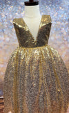 Channel Gold Girls Party Gown Dress - Gold/Blush