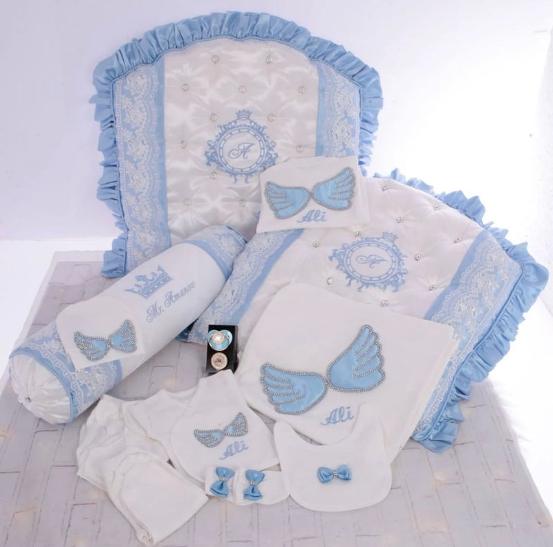15pcs Luxury Newborn Baby Boy Take me home outfit and Bedding Set
